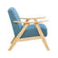 Chaise confortable avec revêtement bleu et base en bois d'hévéa massif avec structure en bois et finition naturelle pour la décoration intérieure-118281755