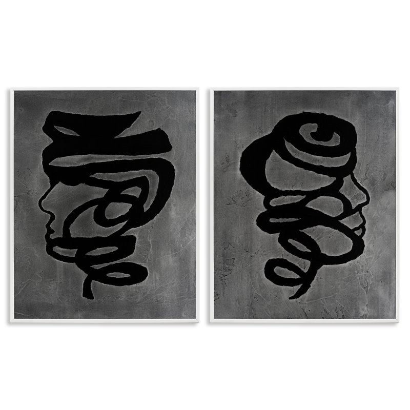 «Coil Portraits on Grey», ensemble de 2 giclées encadrées, design par Vanna Lam, H 30 po x l 48 po