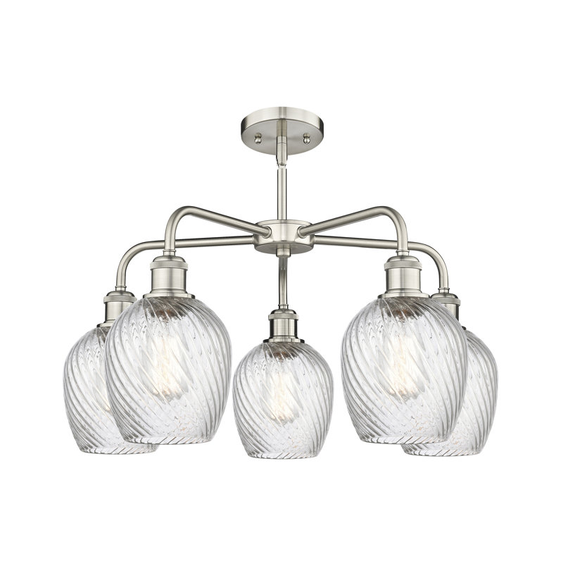 Lustre sphérique à 5 lumières Jesiah, Nickel satiné