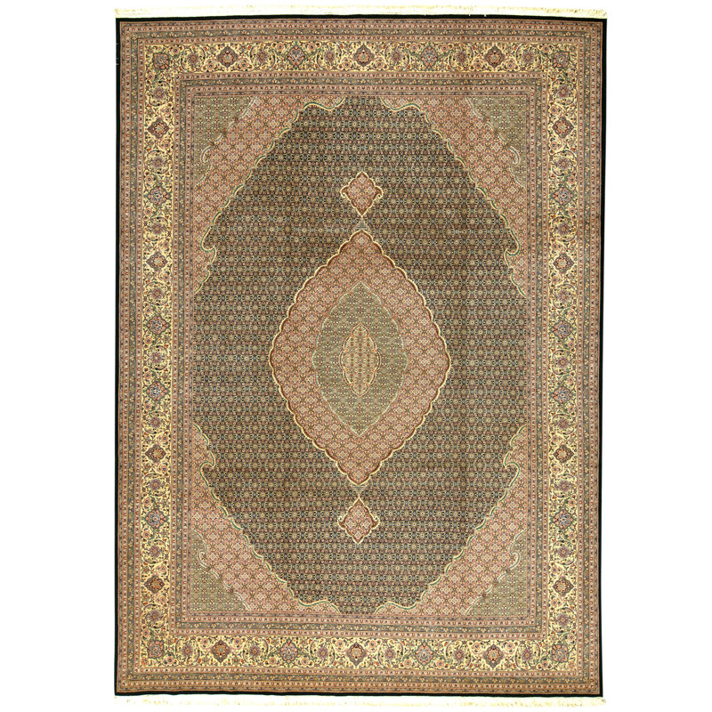 Tapis rectangulaire en laine noué à la main