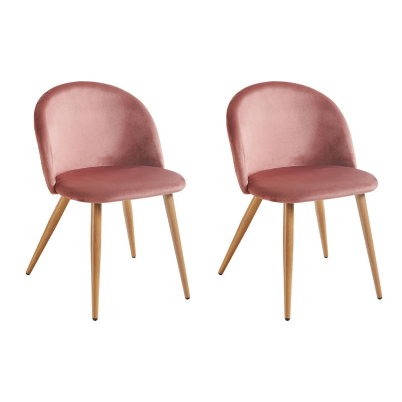 Chaise d'appoint rembourrée en velours Eurania, Rose