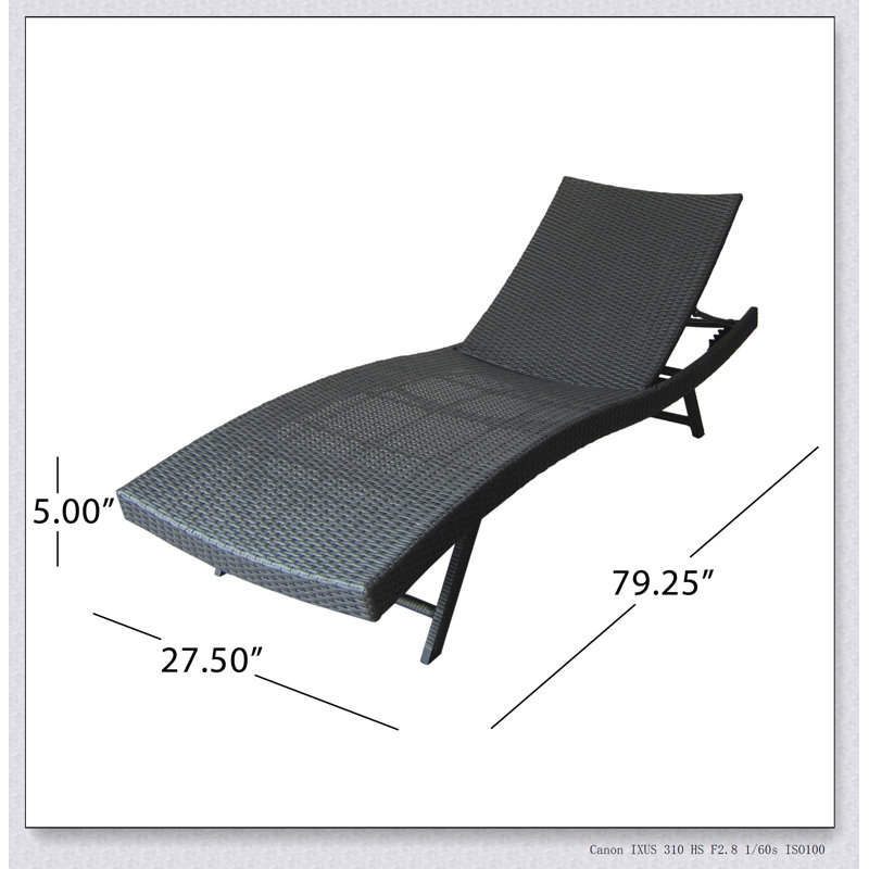 Cissiee Outdoor Armless Lounge Chair, Gray