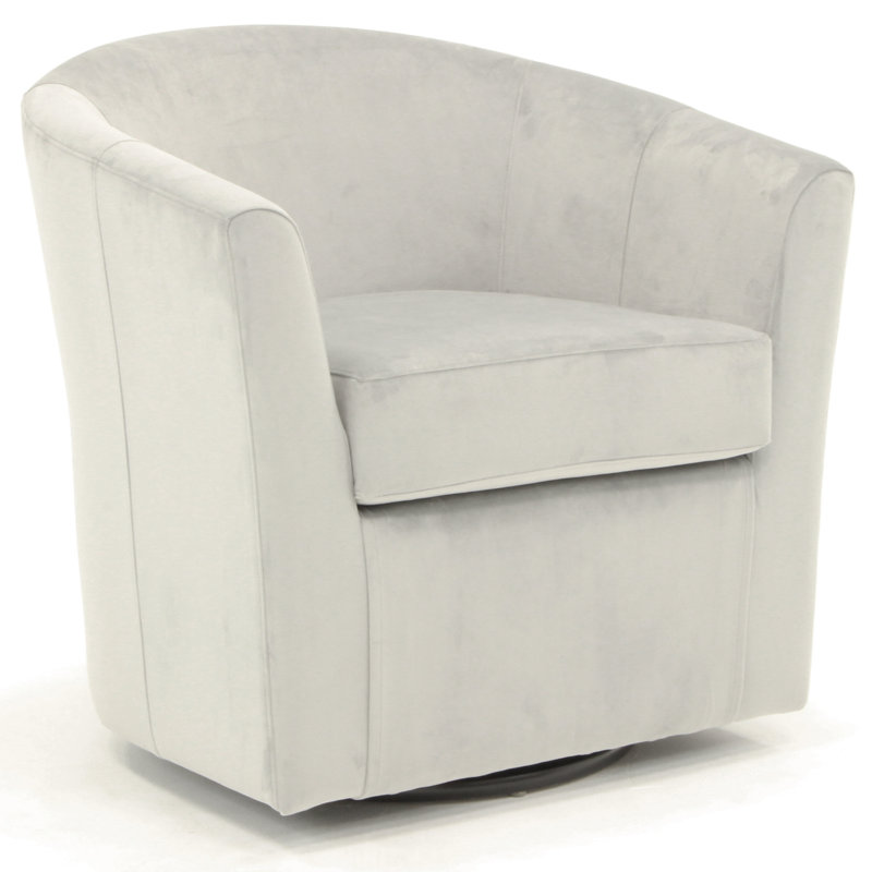 Fauteuil demi-tonneau pivotant 31 po Hansell, Velours Chantel étain performance
