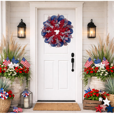 Patriotic Wreath Three Cheers For the Red White and Blue