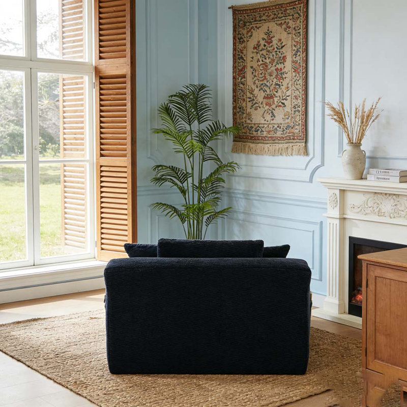 Oversized Chaise Lounge Chair Indoor, Dark Blue