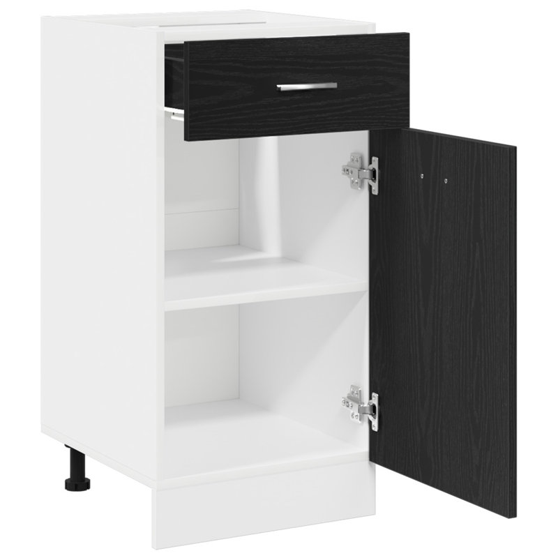 Kitchen Cabinet Black Oak Engineered Wood, 81.5cm H x 40cm W x 46cm D