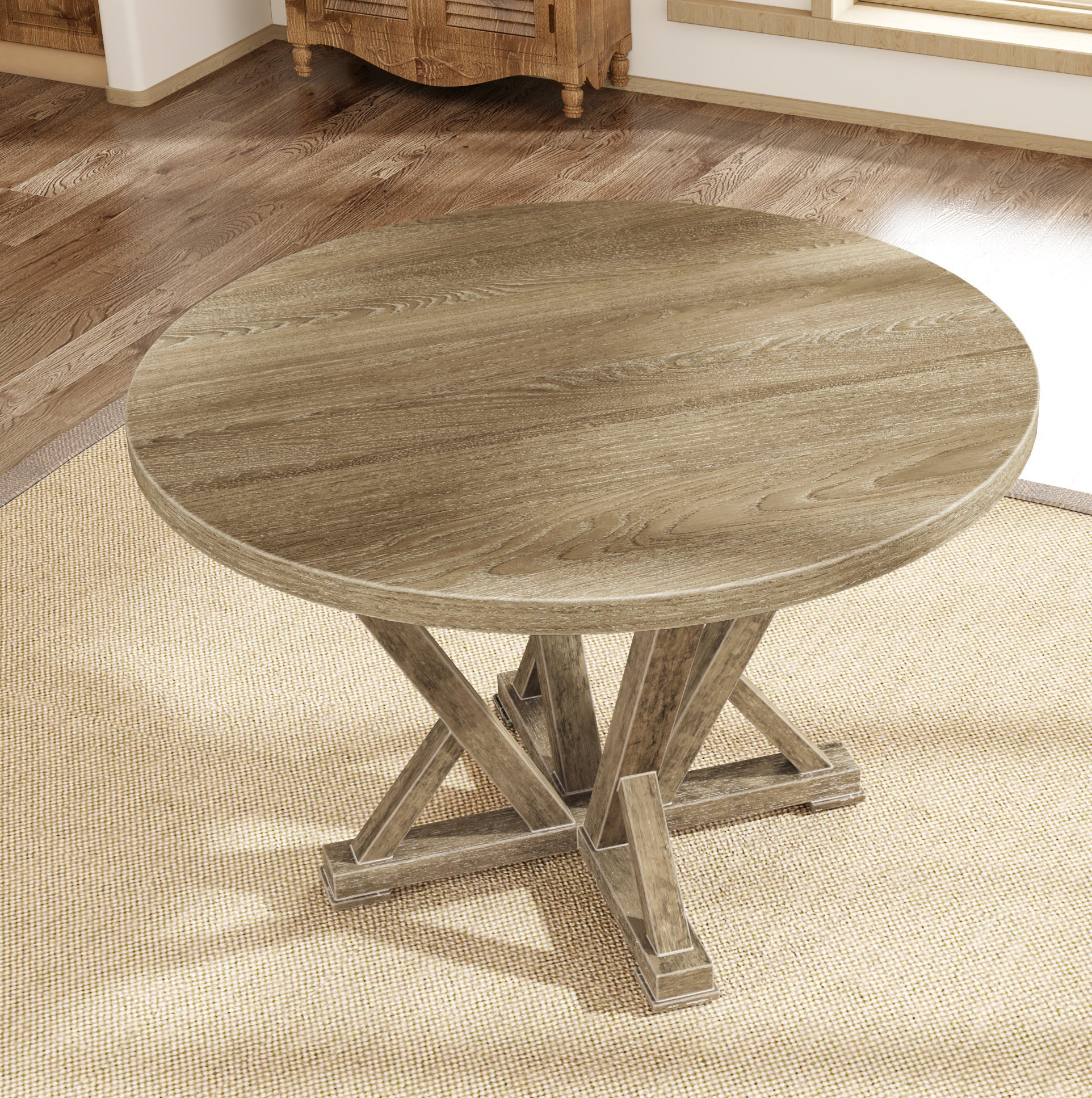August Grove?? Modern country style round table 45.7inch solid wood