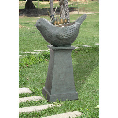 Handcrafted Outdoor Birdbath Fountain with Lights