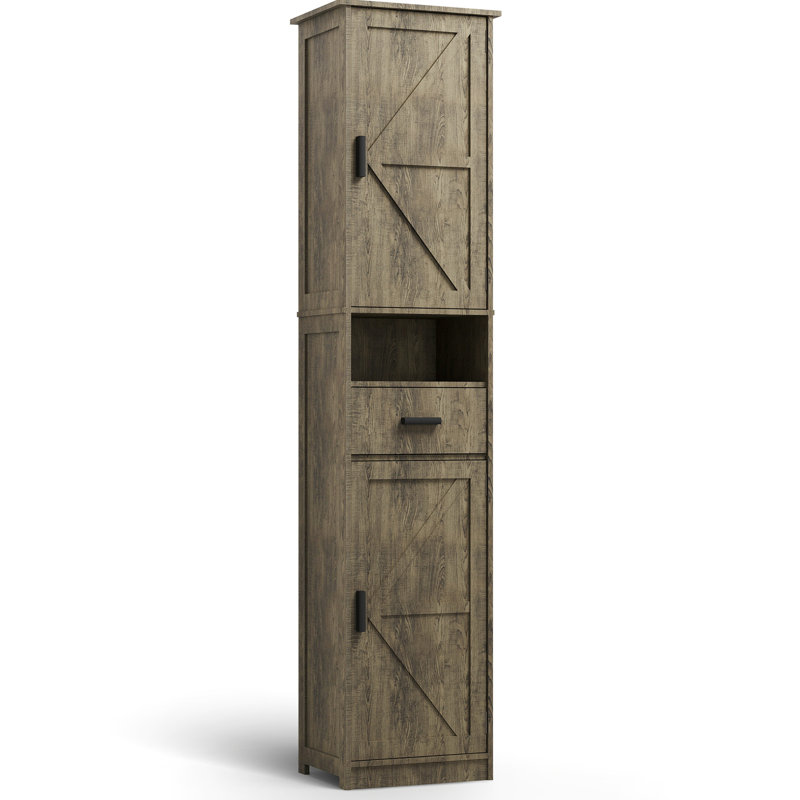 69" H Tall Storage Cabinet With 2 Barn Doors & 1 Drawer. Grey, Adjustable Shelves For Bathroom, Living Room, Kitchen And Drawer, Shelves, Space Entryway, Kitchen, Big Area