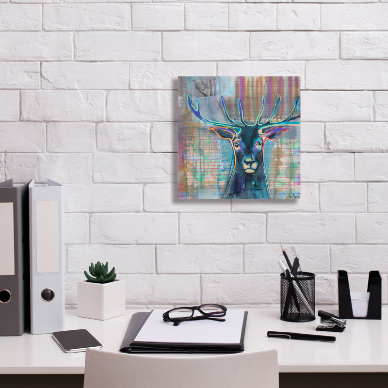 «Dear Deer» par Zwart, H 12 po x l 12 po x P 0,75 po