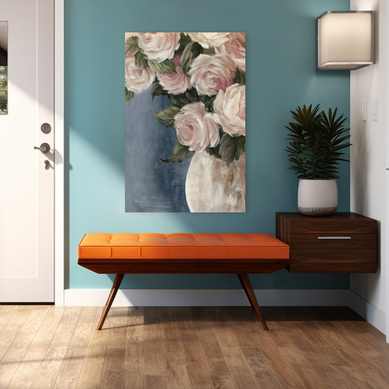 Art contemporain classique, rose romantique, H 48 po x l 32 po