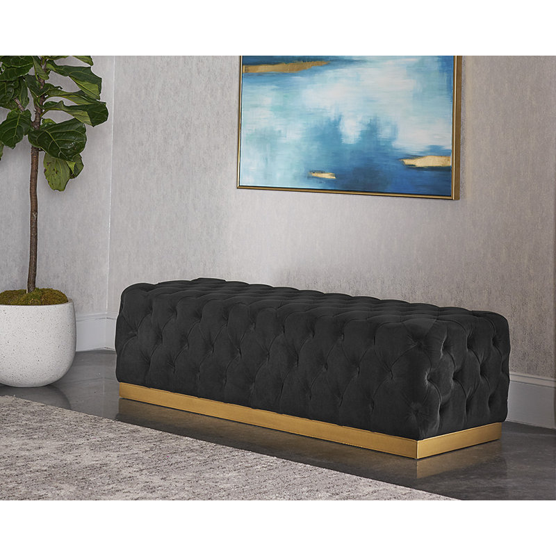 Banc rembourré en polyester Wojciechowski - Noir