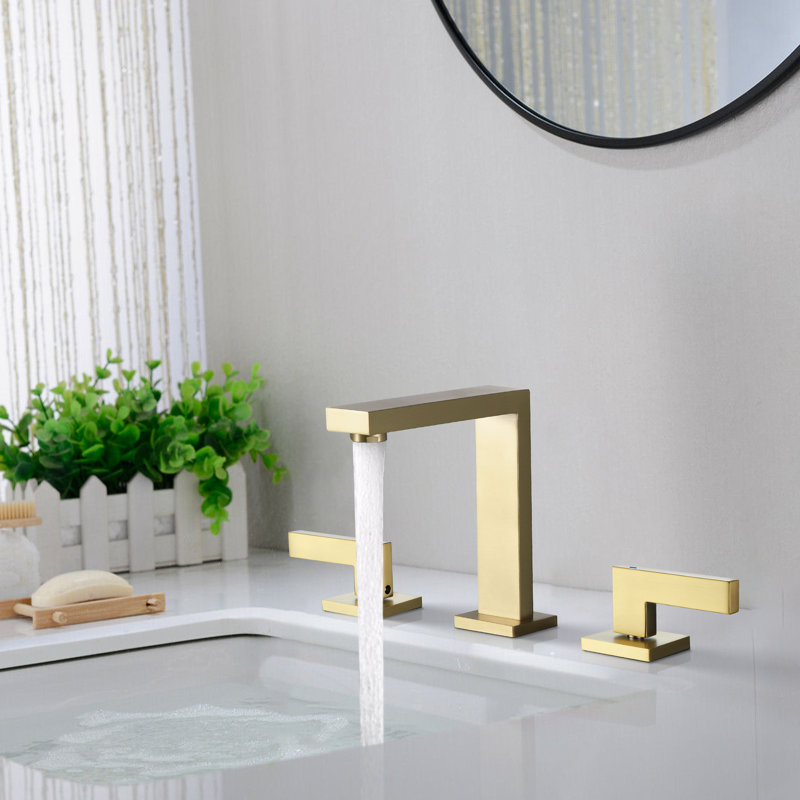Robinet de salle de bain à large entraxe, Or brossé