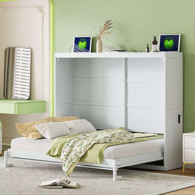 Grand lit escamotable mural, blanc