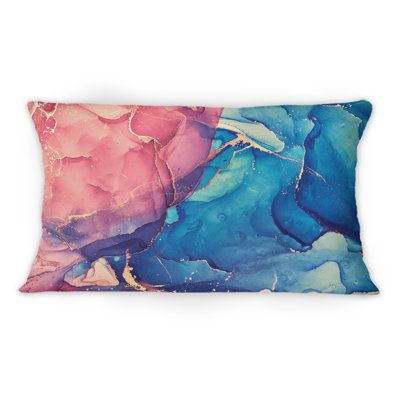 Rouge et bleu liquide Art I - Coussin décoratif imprimé moderne 1
