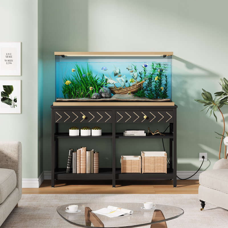 40-50 Gallon Aquarium Stand with Charging Station, Black
