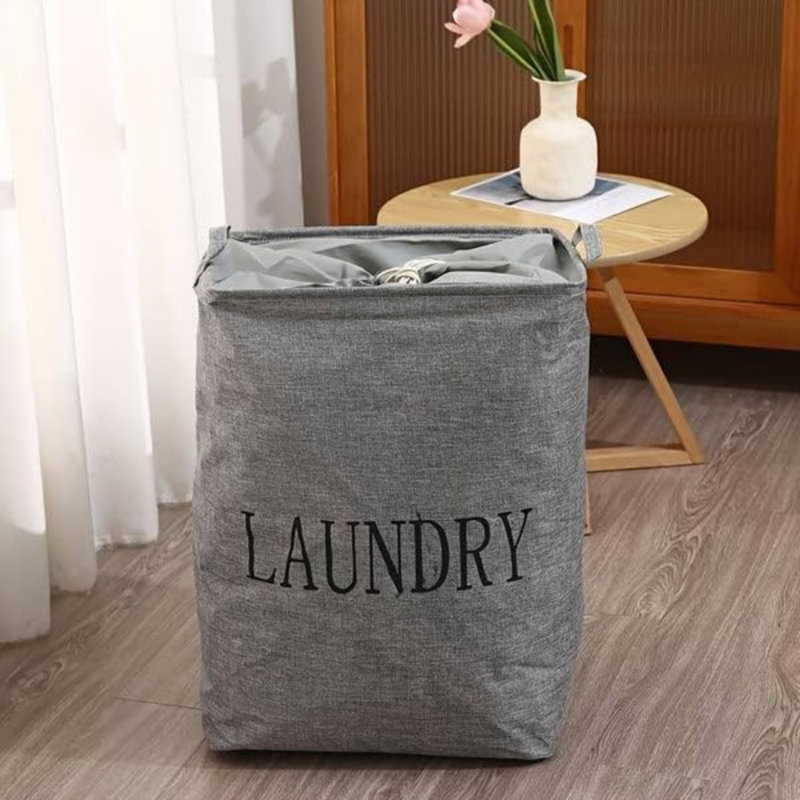 Emlyn Fabric Laundry Bag with Handles, Grey