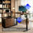 55.12"Solid Wood L-Shaped Electric Height Adjustable Corner Desk, Office & Computer Writing Desk-1842451764