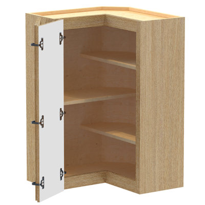 Gallery Express Briar Plywood Assembled 24 in W X 24 in D X 36 in H Corner Diagonal Kitchen Cabinet Left in White