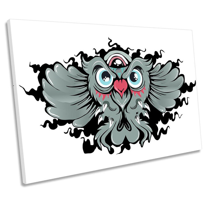 Cartoon Owl Bird - Wrapped Canvas Art Prints, 30.5cm H x 45.7cm W x 2cm D