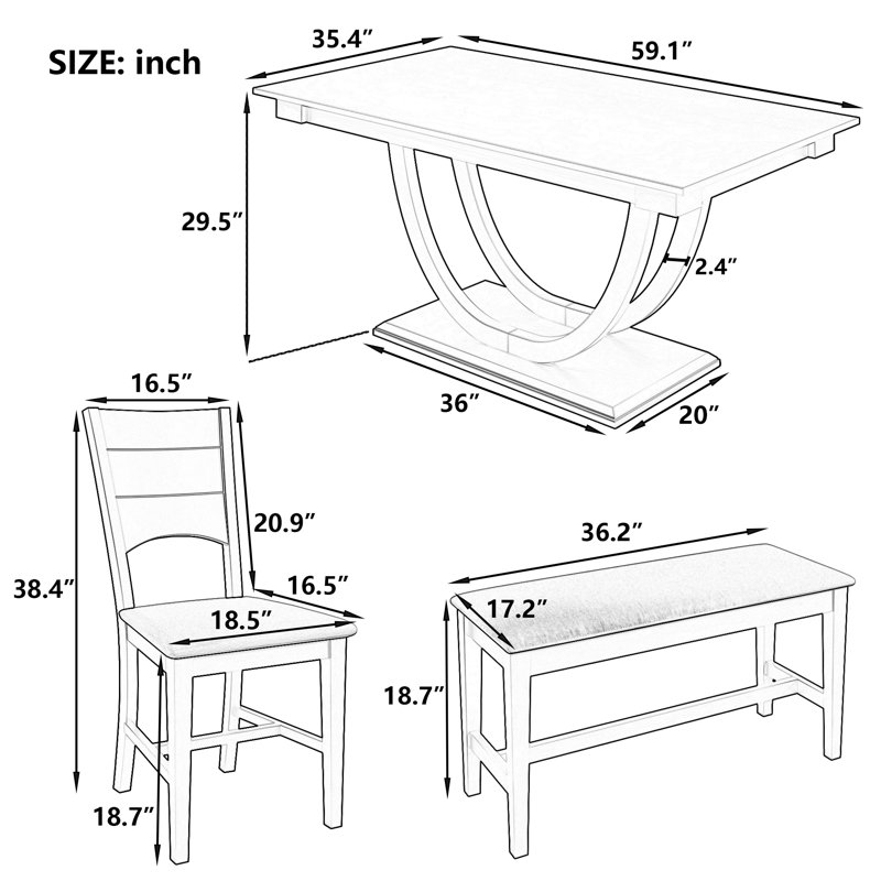 Quint Dining Set, Brown/White