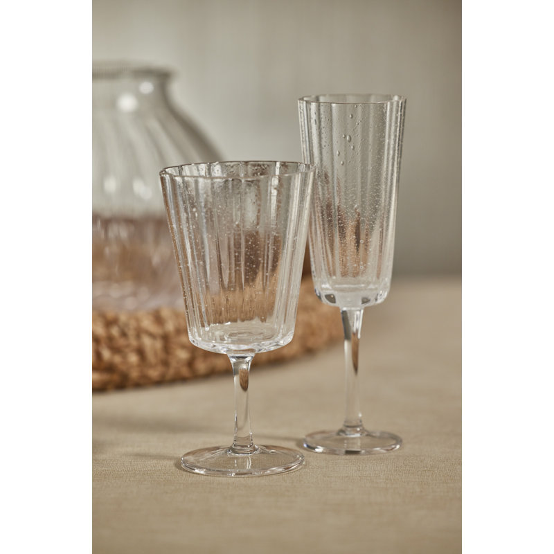 Elegant Clear Glass Bubble Champagne Flutes, Set of 4
