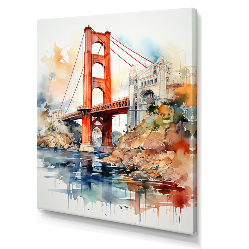 Red Bridge Architectural Marvel I - reproduction sur toile, H 44 po x l 34 po x P 1,5 po, Toile tendue