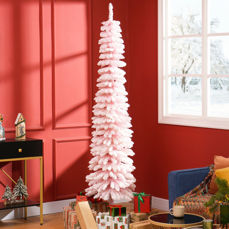 Arbre de Noël artificiel 7 pi avec branches réalistes rose