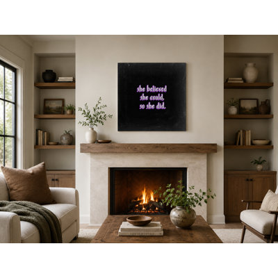 She Believed She Could, So She Did — Distressed Chalkboard Canvas Wall Art