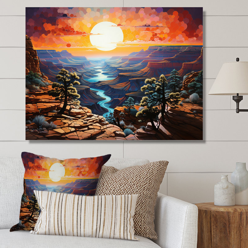 «Canyon Luminosité Pointillism I» sur toile, H 34 po x l 44 po x P 1,5 po, Toile tendue