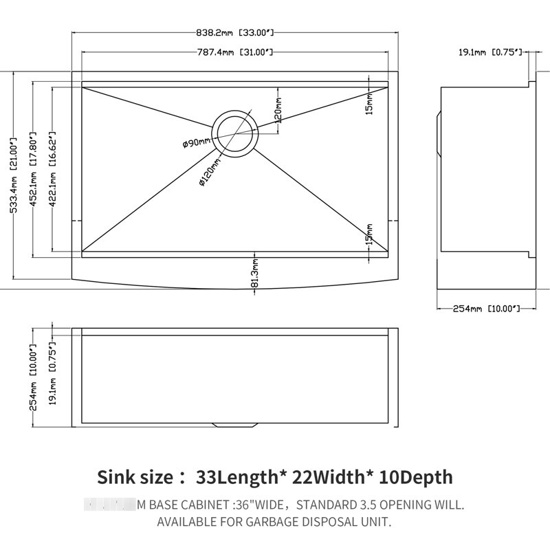 Évier en acier inoxydable avec station de travail 33 pouces - Bassin de calibre 16, Calibre 16, Brushed Nickel