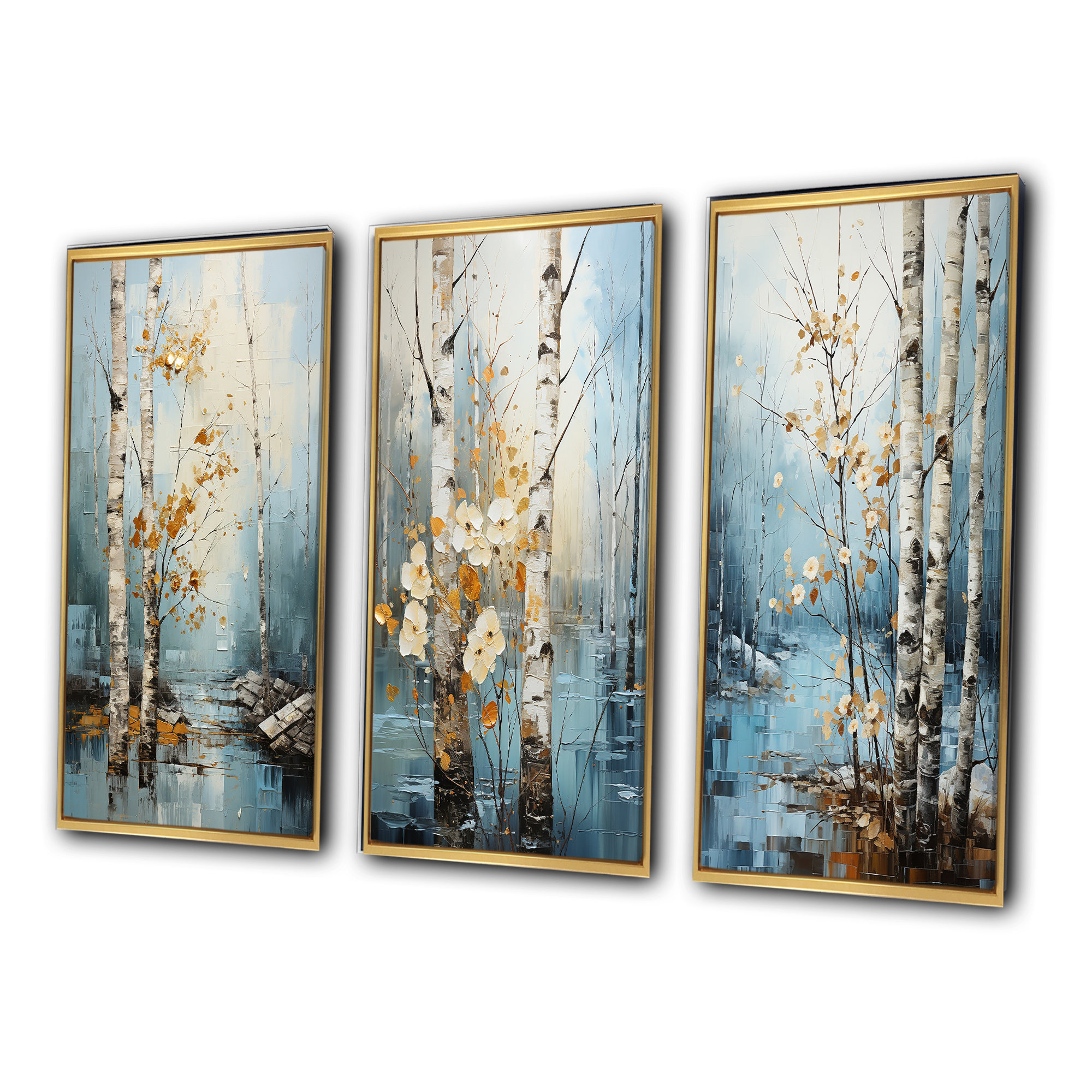 Millwood Pines " Birch Woods Winter Whispers " 3 - Pieces on Canvas ...