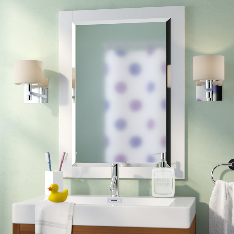 Anjelita Wood Rectangle Wall Mirror, 32" H x 24" W, White