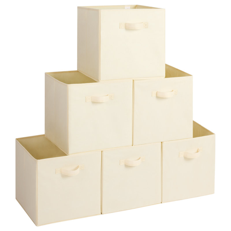Latitude Run 6 Pack Fabric Storage Cube, White, 13'' H X 13'' W X 13'' D