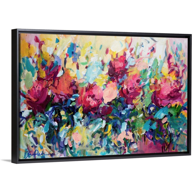 «The Garden at Naples» par Amira Rahim - reproduction d'art, H 14 po x l 20 po x P 1,75 po, Toile avec cadre noir