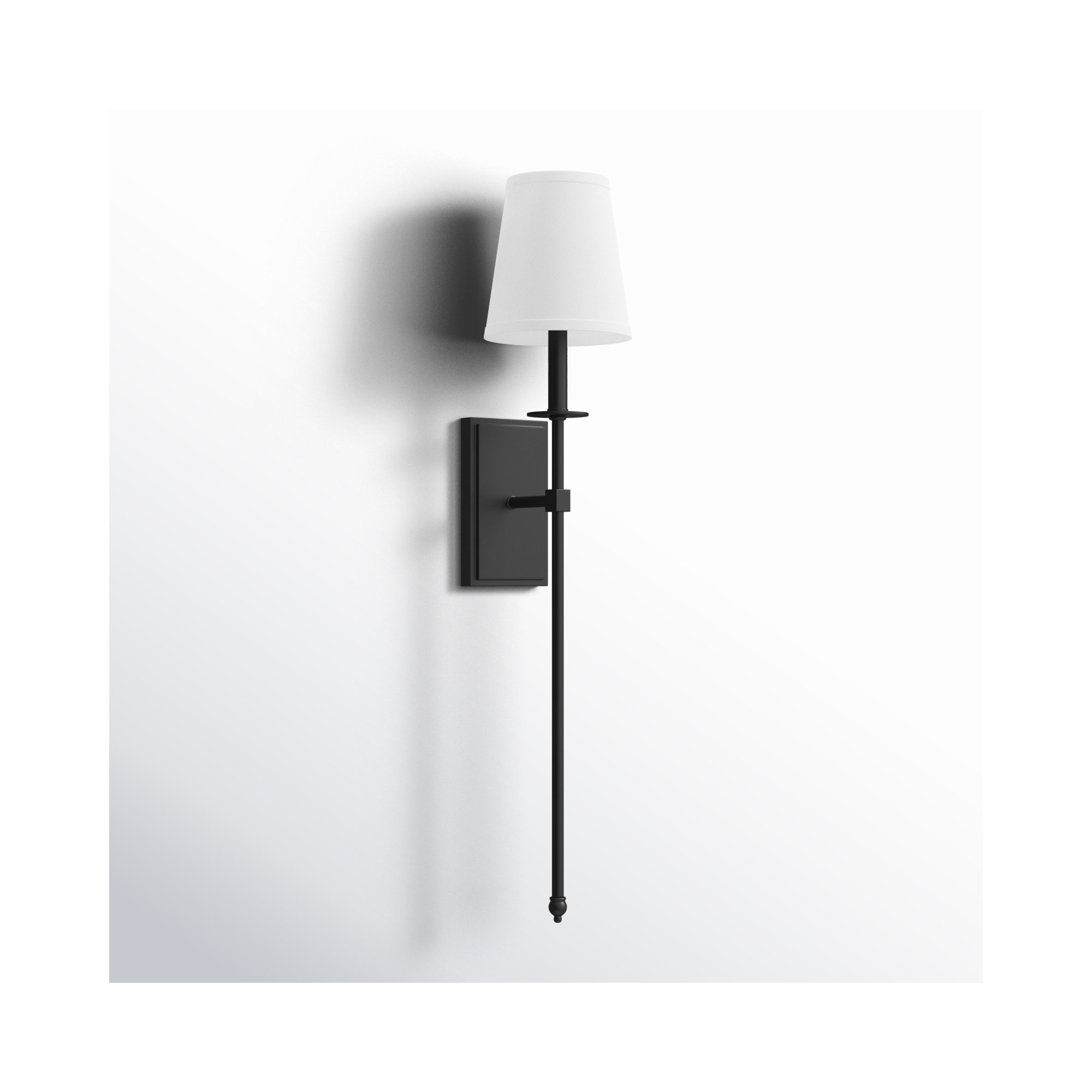 Jillian 1-Light Wallchiere, Matte Black, 33.5" H x 6.75" W x 8'' D