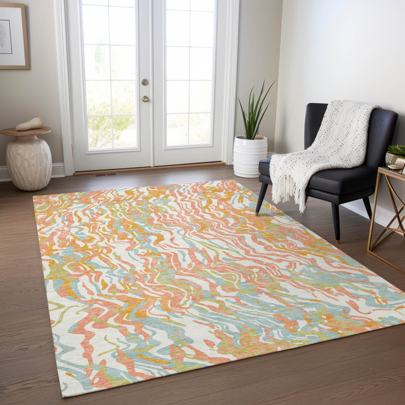 Machine Washable Indoor/Outdoor Chayden ACN1038 Beige Rug, Rectangle 3' x 5'