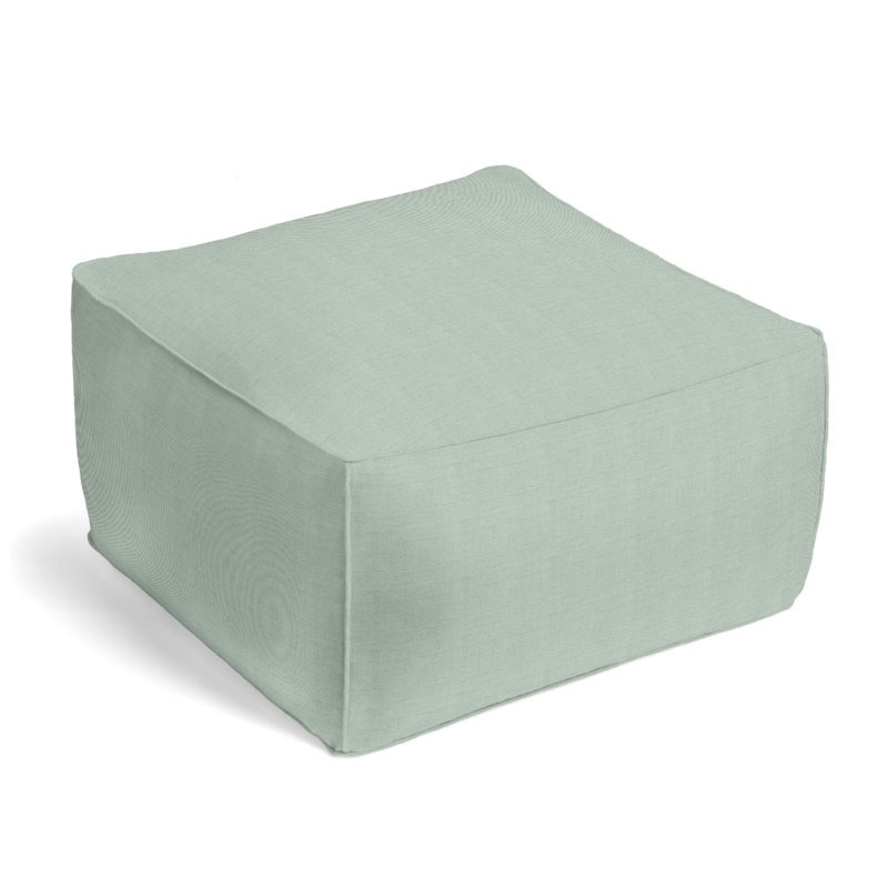 Upholstered Pouf, Seafoam 100% Linen