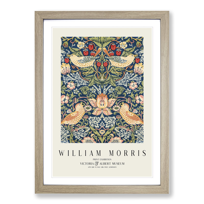 Strawberry Thief Vol.1 by William Morris - Single Picture Frame Print, Oak Framed, 65cm H x 48cm W x 2cm D