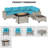 7-Piece HDPE Wicker Patio Sectional Set With Fire Pit Table, Cushioned Outdoor Conversation Set-1063821889