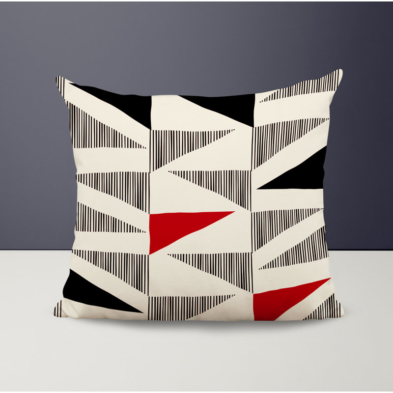 Jeté carré / extérieur en polyester Chamu, L 15 po x H 15 po, Rouge/noir
