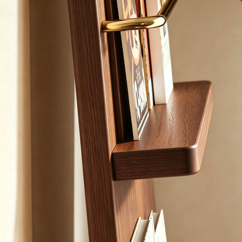 Solid Wood Shelves Bookcase, H 62,99 po, Walnut