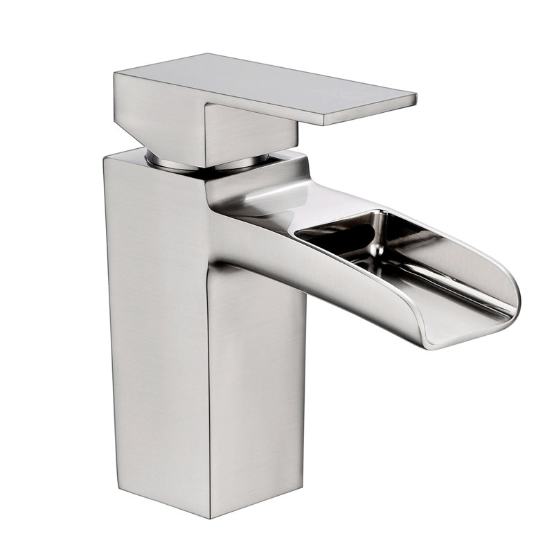 Robinet de lavabo de salle de bain à poignée simple à un trou, Nickel brossé