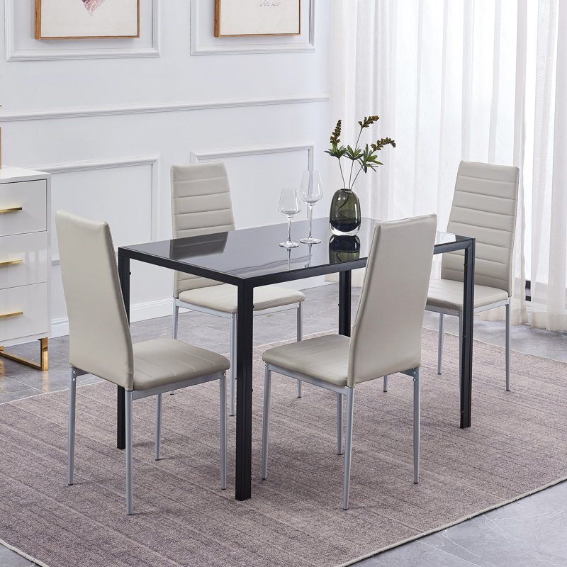 Ensemble repas pour 4 personnes Ivyona, Noir, Noir, noir, noir, noir, Gris / argent