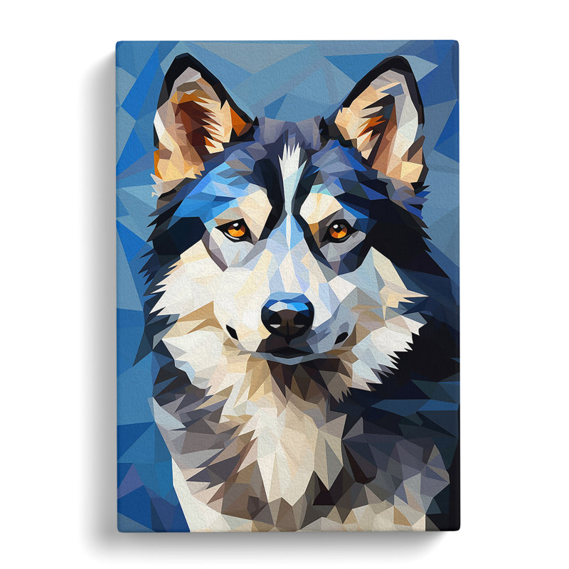 Husky Cubism - Wrapped Canvas, 60cm H x 40cm W x 3cm D