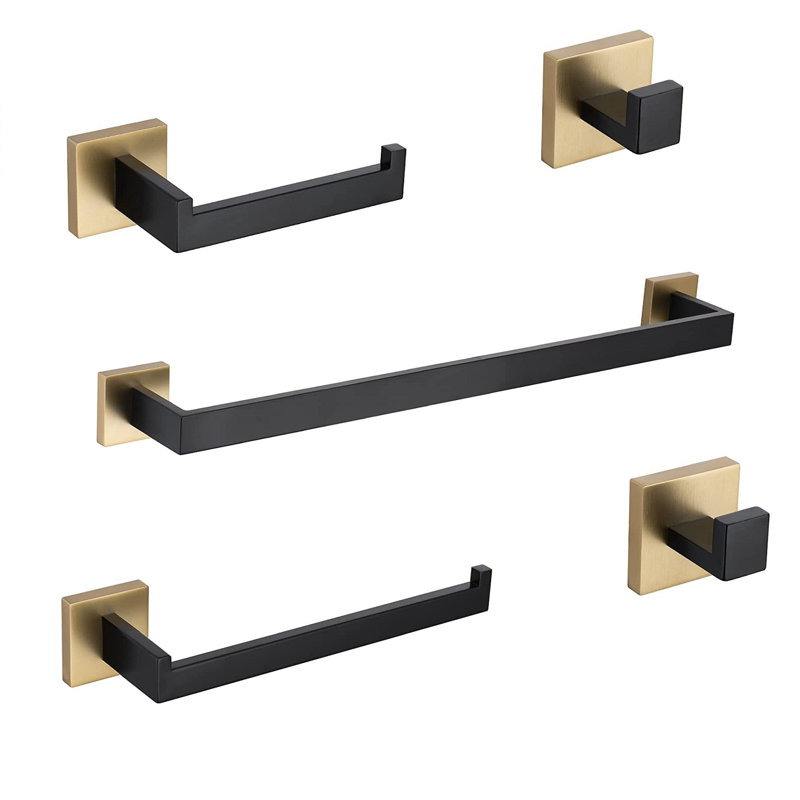 5 - Piece Bathroom Hardware Set, Brushed Gold/Matte Black
