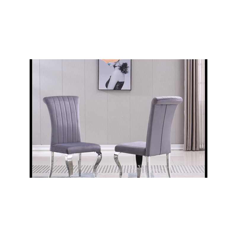 Chaises de salle à manger rembourrées Modern, Noir, Argent