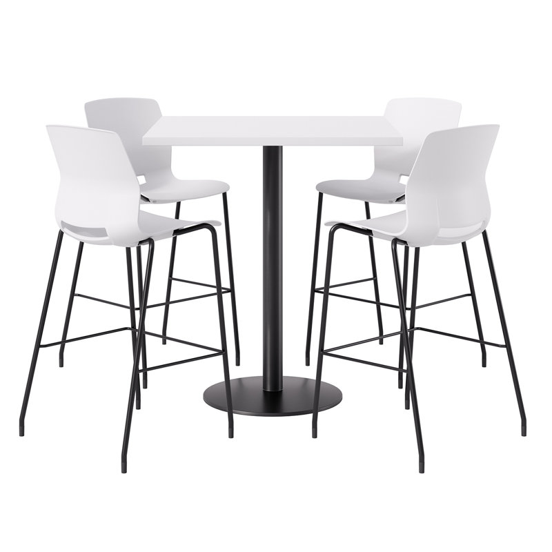 Ensemble repas pour 4 personnes à hauteur de bar, Blanc / noir, Blanc, H 29 po x L 36 po x l 36 po