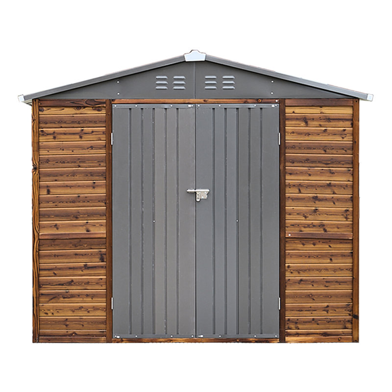 Remise en fer 6 * 8Ft - Extérieur imperméable et portes fonctionnelles extérieures spacieuses et lumineuses