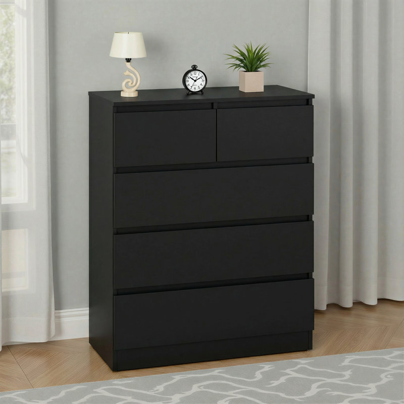 80cm W 5 - Drawer Chest of Drawers, Black